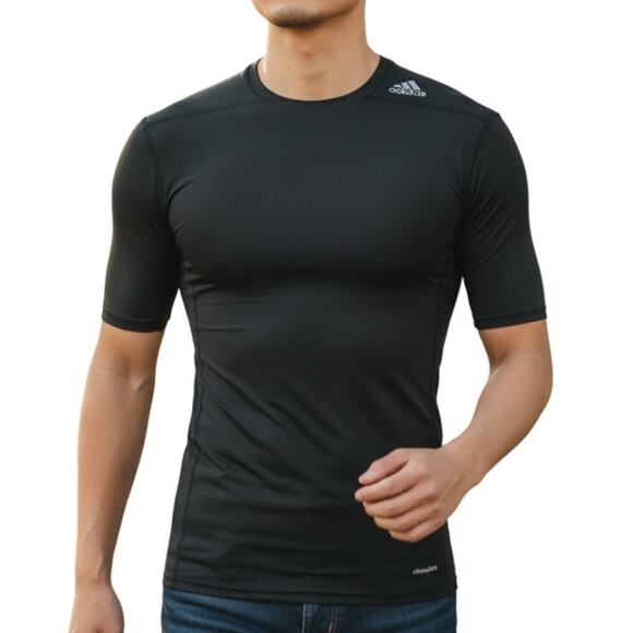 NWOT Adidas Tech-Fit Climalite Compression T-Shirt Men L Fitted Crewneck Black - Picture 1 of 13